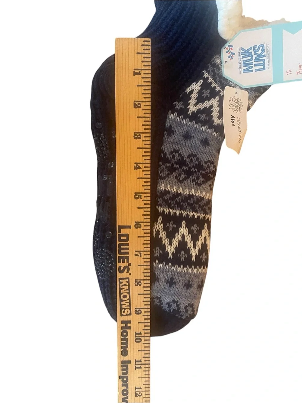 3/$25Bundle Muk Luks Unisex Sherpa-Lined Cabin Socks -Navy & Light Blue One Sz